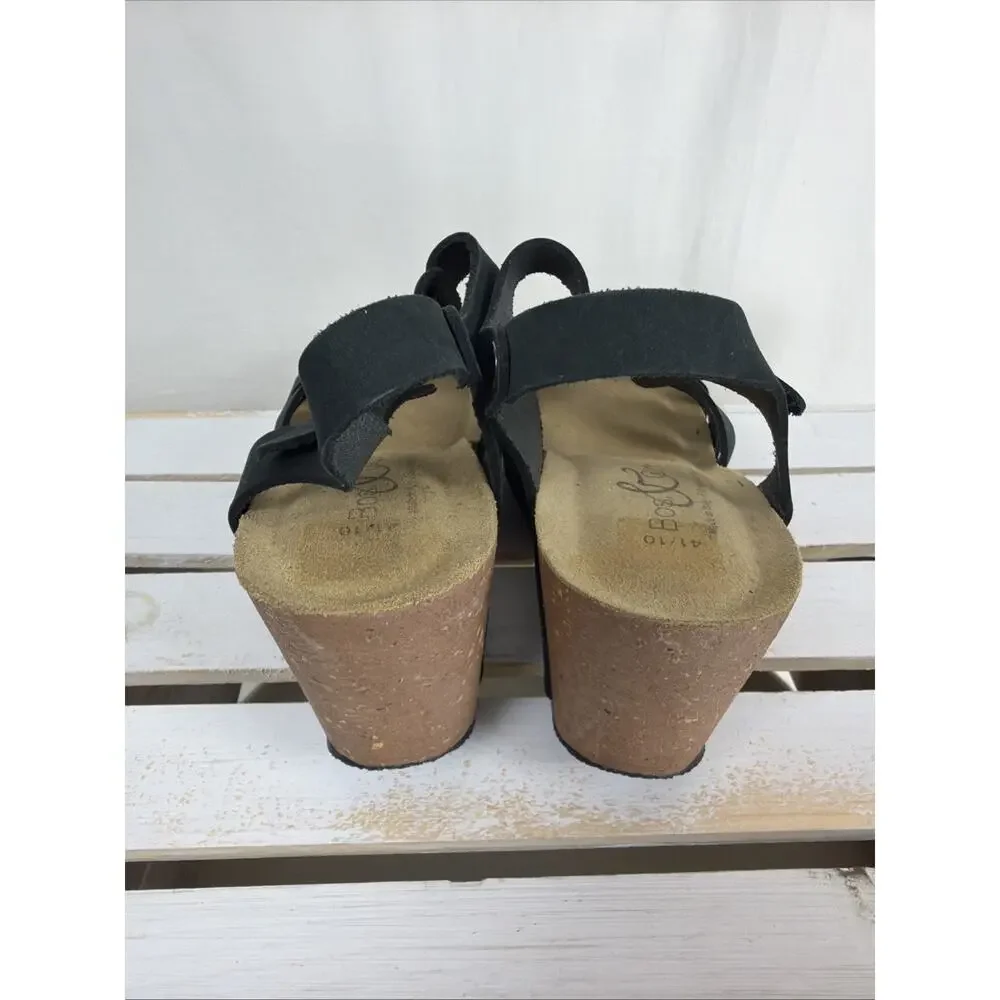 New NO Box Bos & Co Black Buckle Strappy Wedge Sandal #1049 Size EU 41